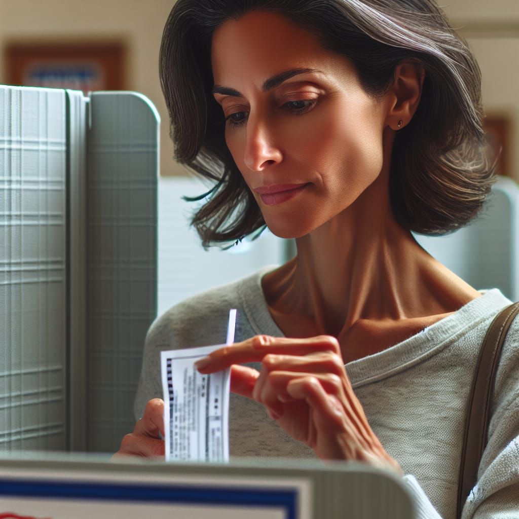 Hispanic Woman Voting in American Election Photo