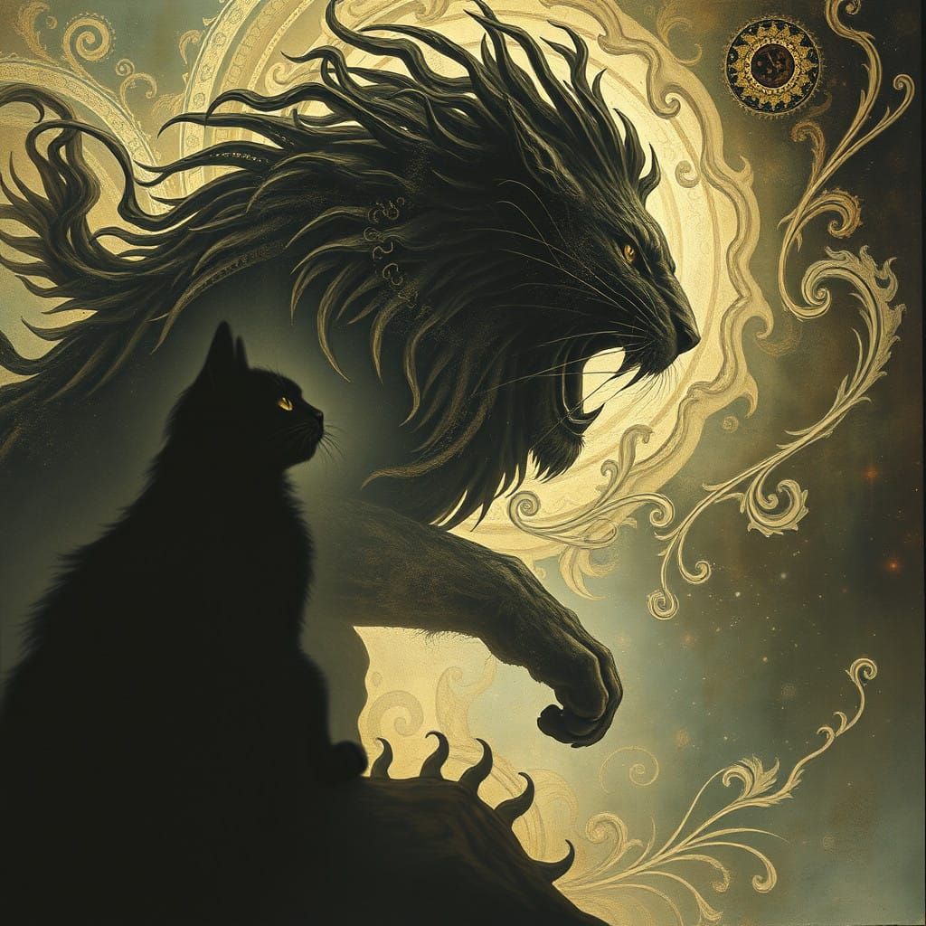 Surreal Cat Shadow Transforms into a Majestic Lion