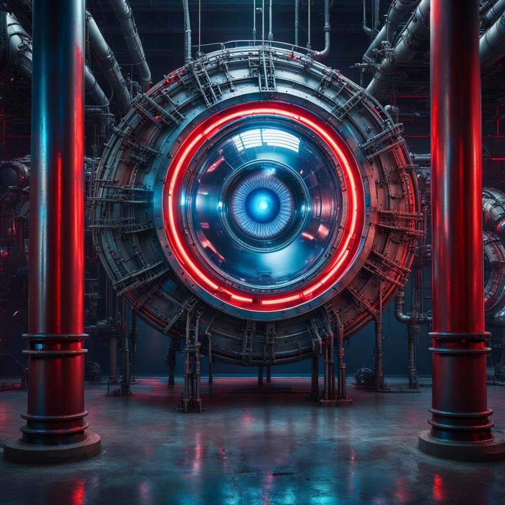 Cyberpunk Eye in Industrial Interior: Hyperrealistic Photogr...