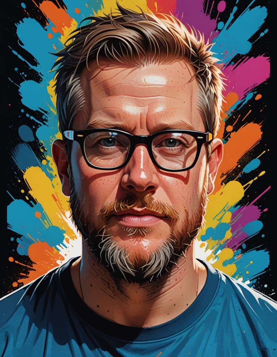 Hyperrealistic Portrait of Brian Brushwood in Vibrant Colors