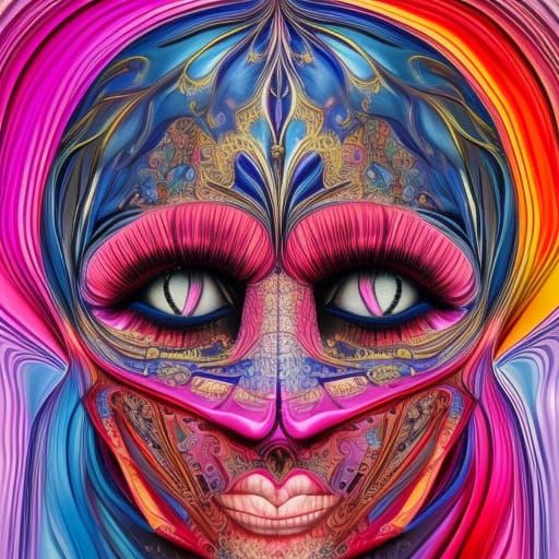 Detailed Surreal Portrait in Baroque Psychedelic Style