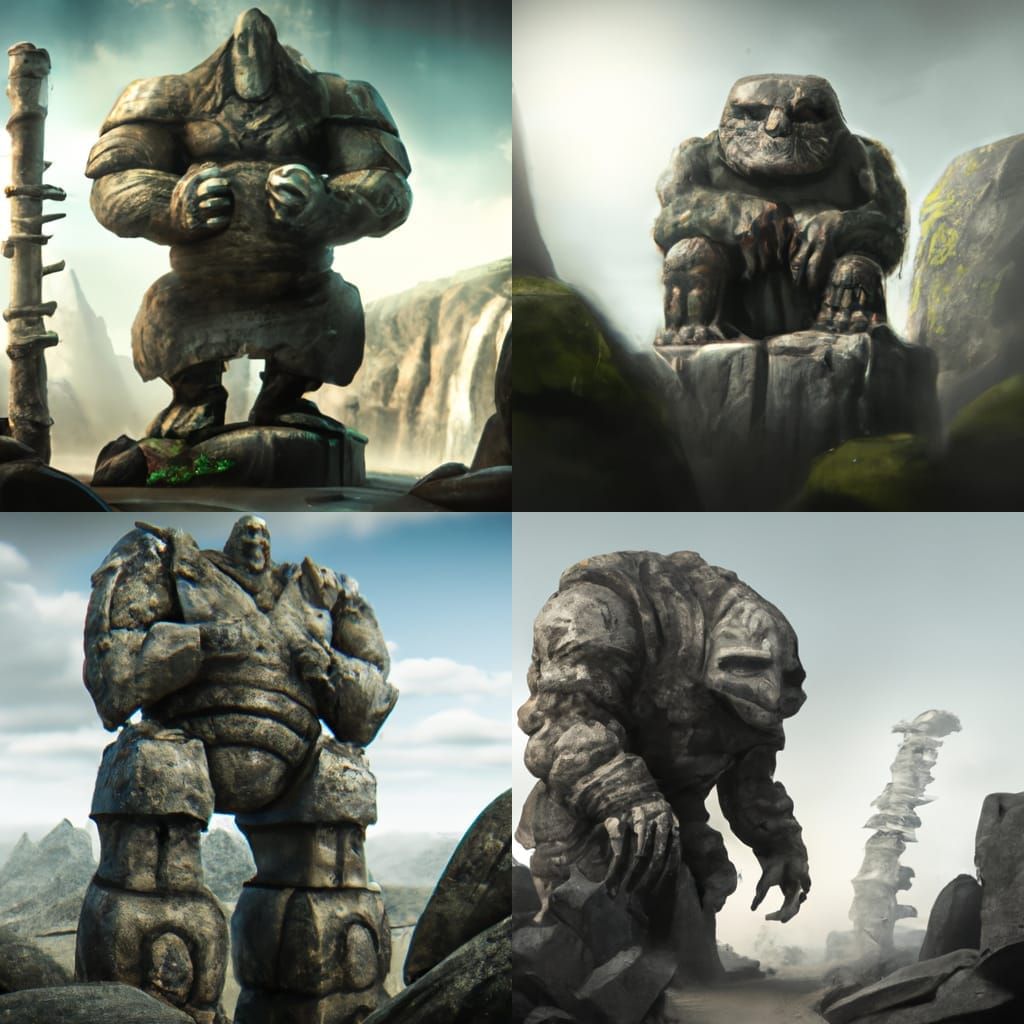 Detailed Stone Golem Matte Painting