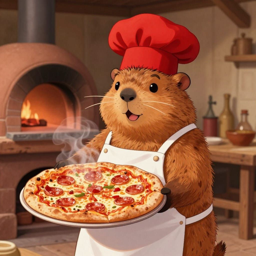 Italian Chef Groundhog With Pepperoni Pizza