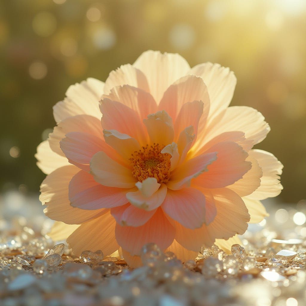 Shattered Beauty Amidst Blooming Delight