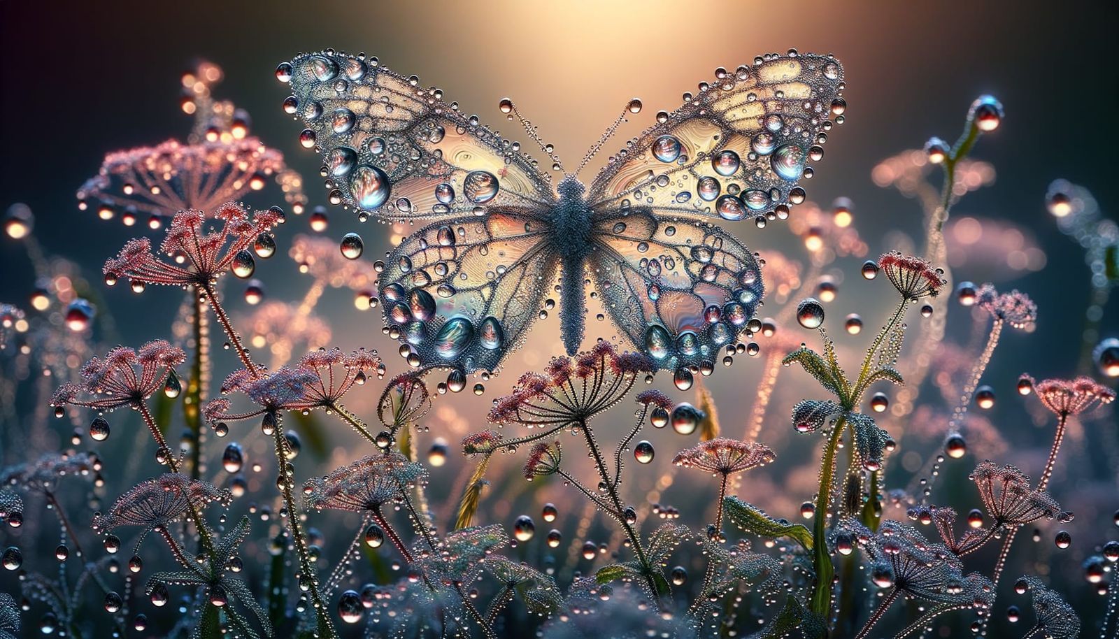 Raindrop Butterfly in Lush Meadow