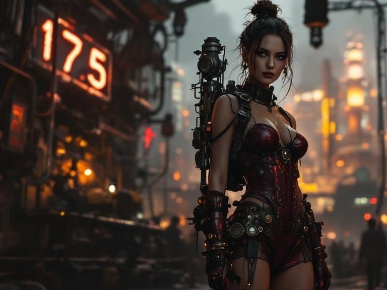 Steampunk Pin-Up Girl with Cinematic Lighting