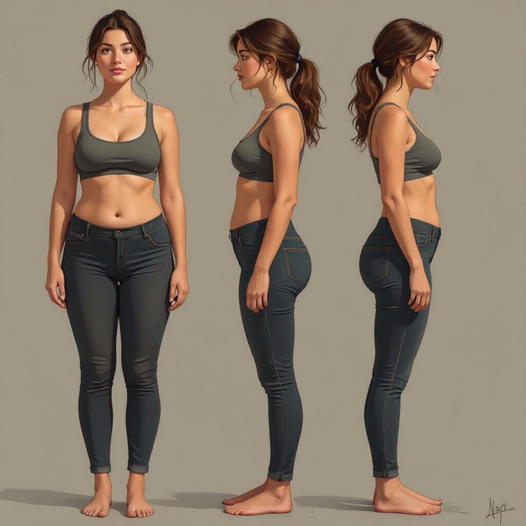 Woman's Weight Gain: Expressive Illustration