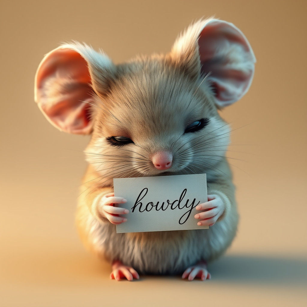 Charming Mouse Cradling Card in Dreamy 3D Render