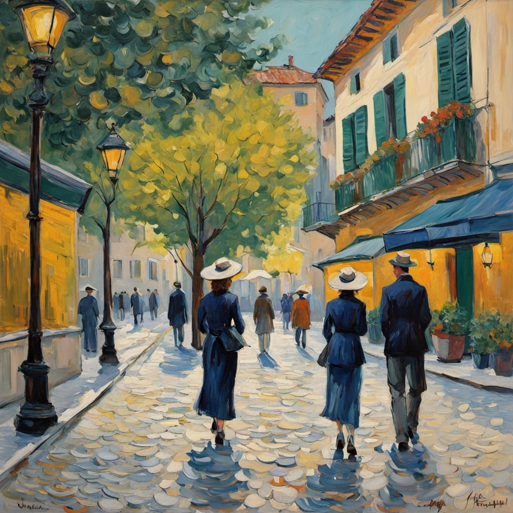 Elegant Conversation in Italian Village Square