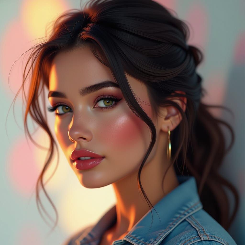 Woman's Portrait with Dramatic Lighting, in Splash Art Style