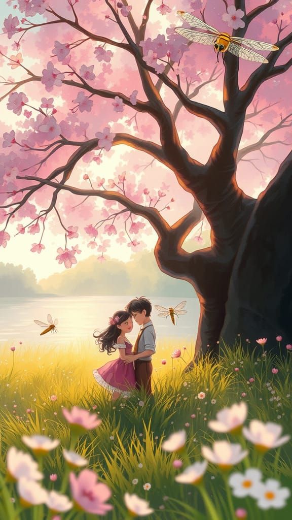 In a whimsical, enchanted realm that radiates the charm of classic Disney animation, two beloved characters, aglow with ...