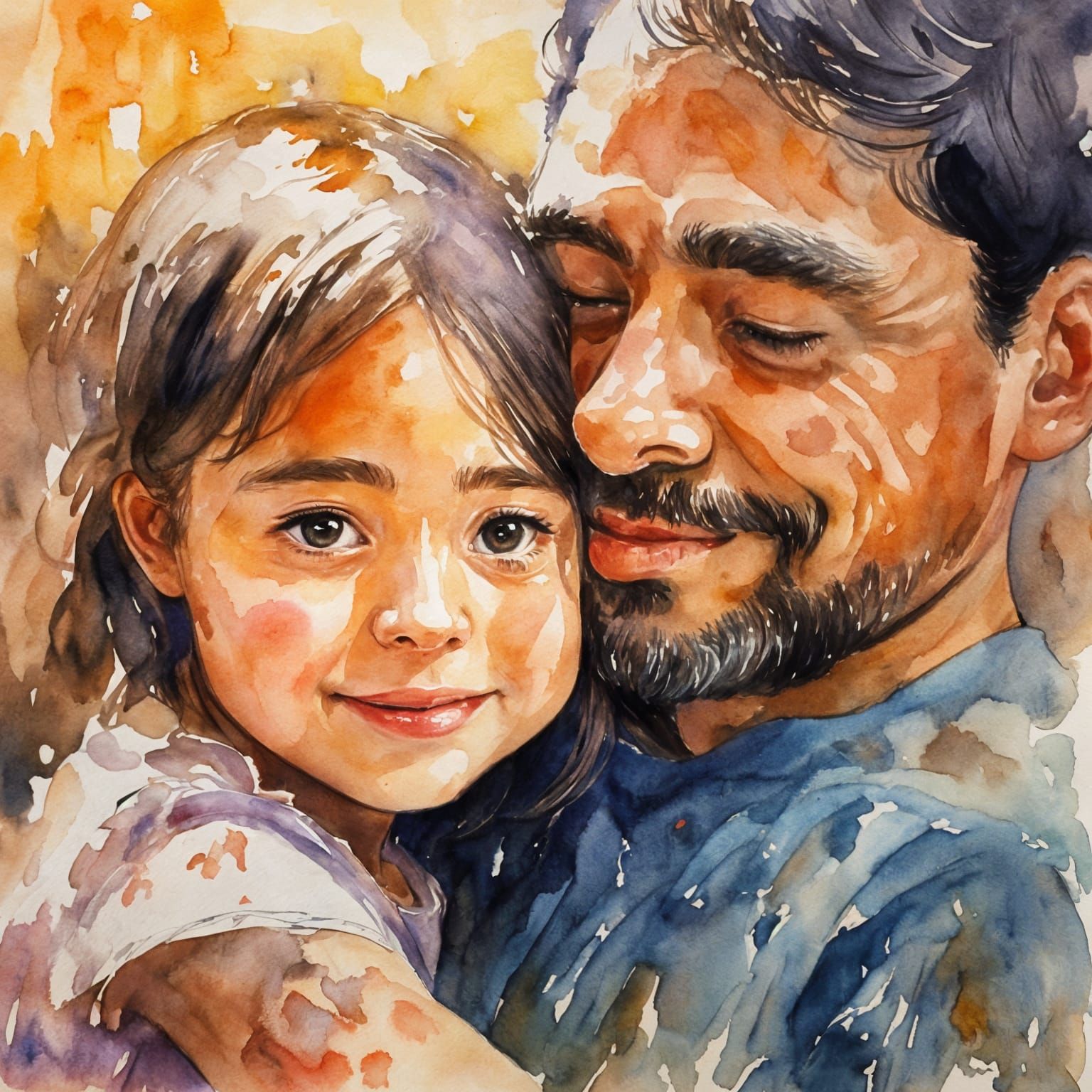 Fatherly Love in Vibrant Gouache