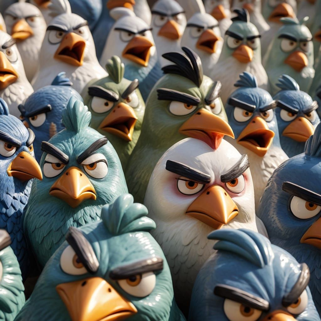 Germanic Porcelain Angry Birds Statues: Modern Digital Art