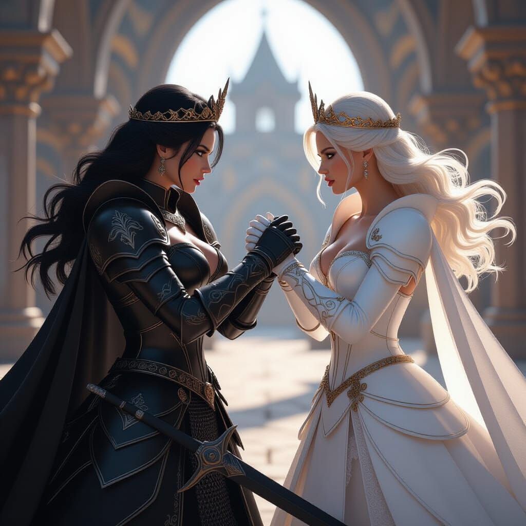 Evil Princess vs Good Princess Epic Battle in 3D Game Style