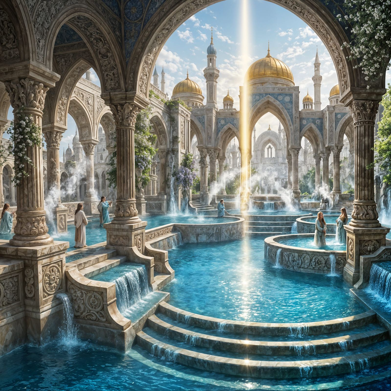 Fantasy Cityscape with Hot Springs & Byzantine Domes