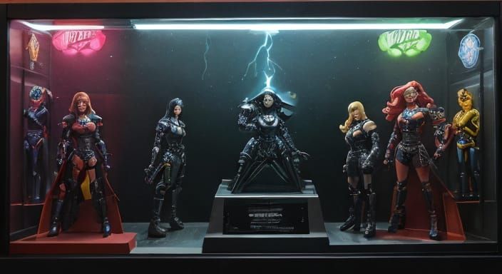 Retro-Futuristic Female Action Figures in Comic Style