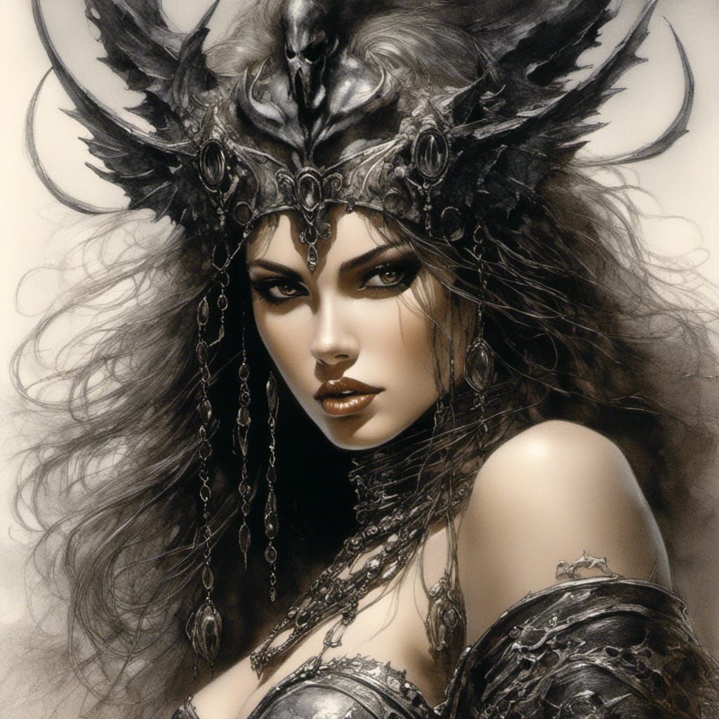 Fiery Demon Shoulder Illustration in Luis Royo Style