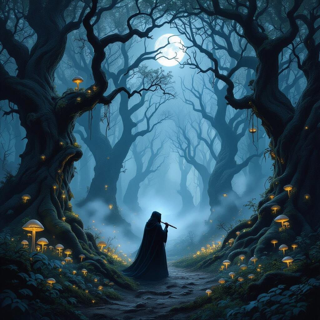 Mystical Forest Clearing in Dark Fantasy Style
