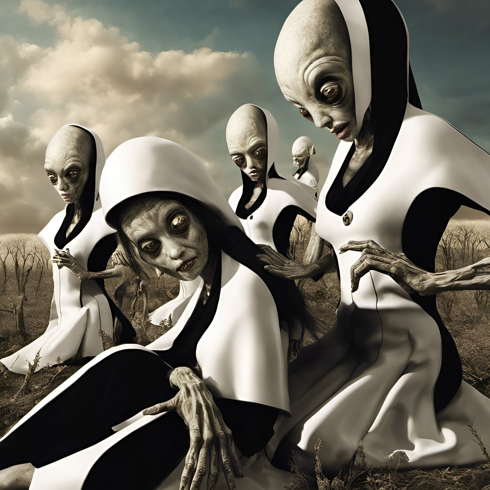 Dreamlike Alien Feast in Bizarre Digital Art Style