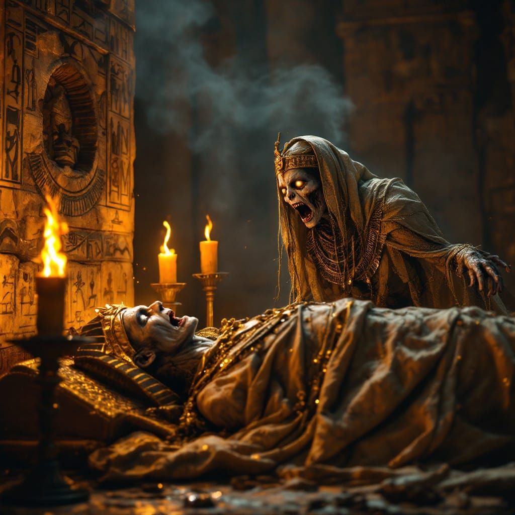 Egyptian Zombie Queen in Ancient Tomb