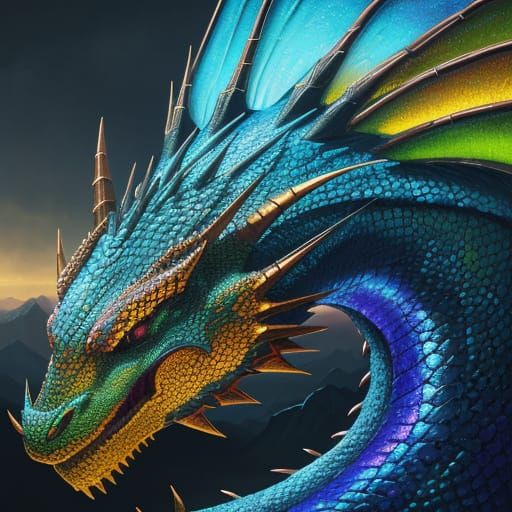 Dragon in Mystical World: Vibrant Oil Painting