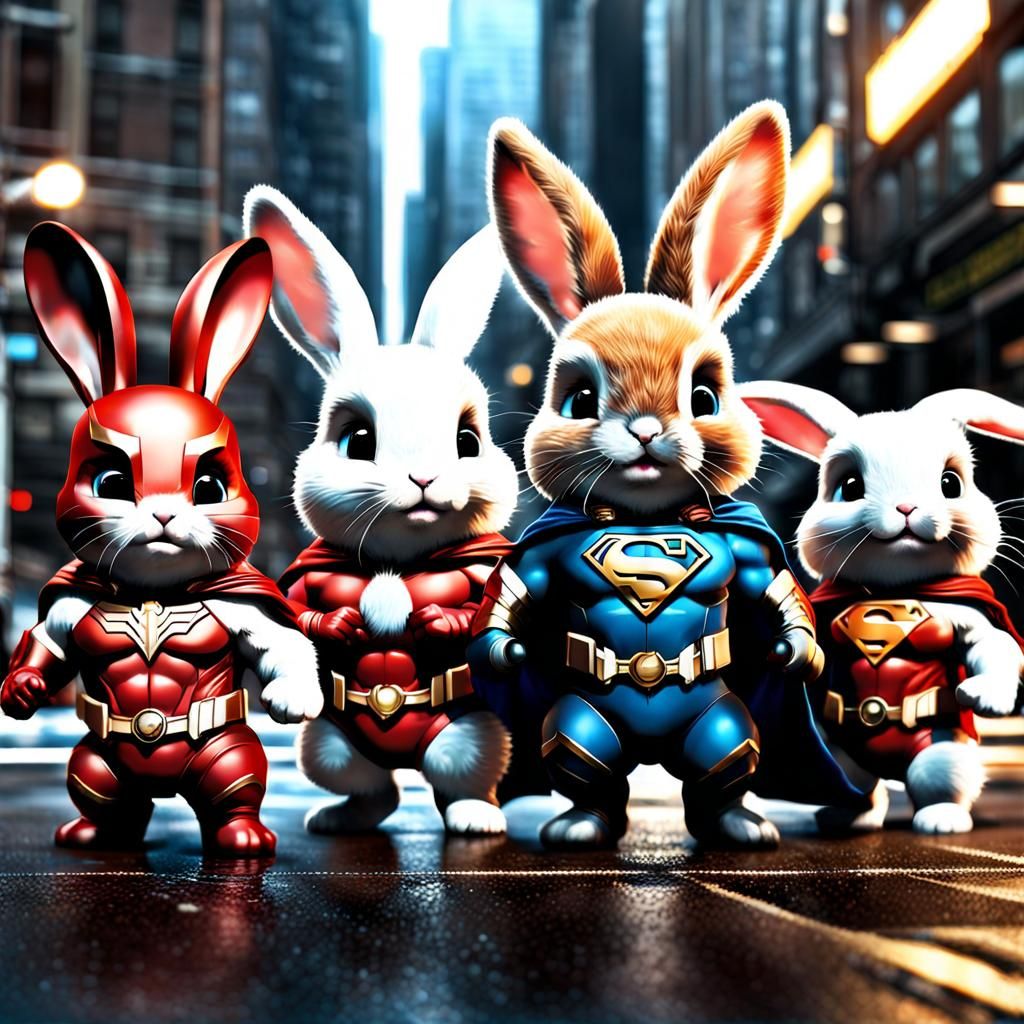 Justice League: Adorable Bunnies in Superhero Costumes