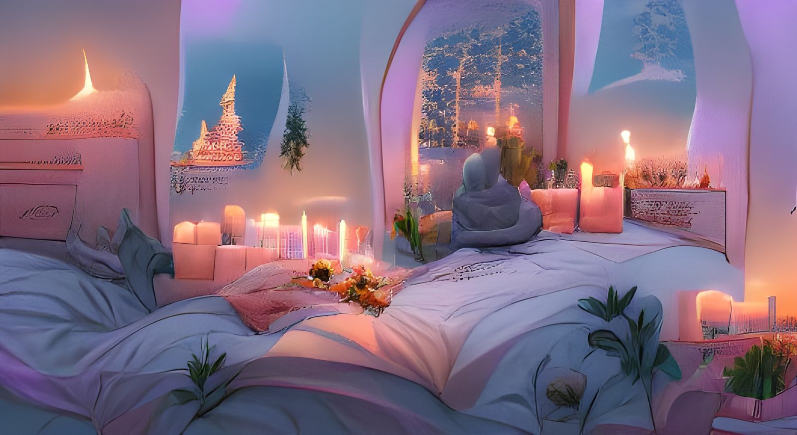 Cozy Candlelit Bedroom in Pastel Aesthetic