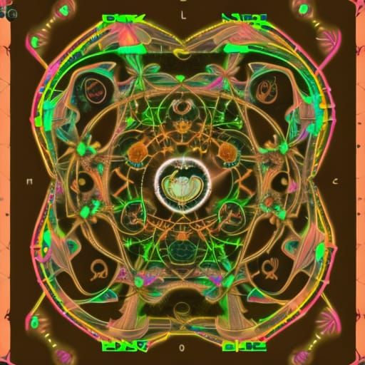 Fractal Totemic Scene with Crystalline Elements