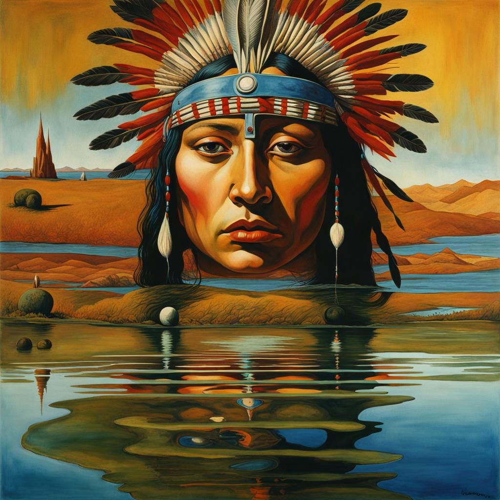 Native American  seeing  reflection of self in  water   Je m...