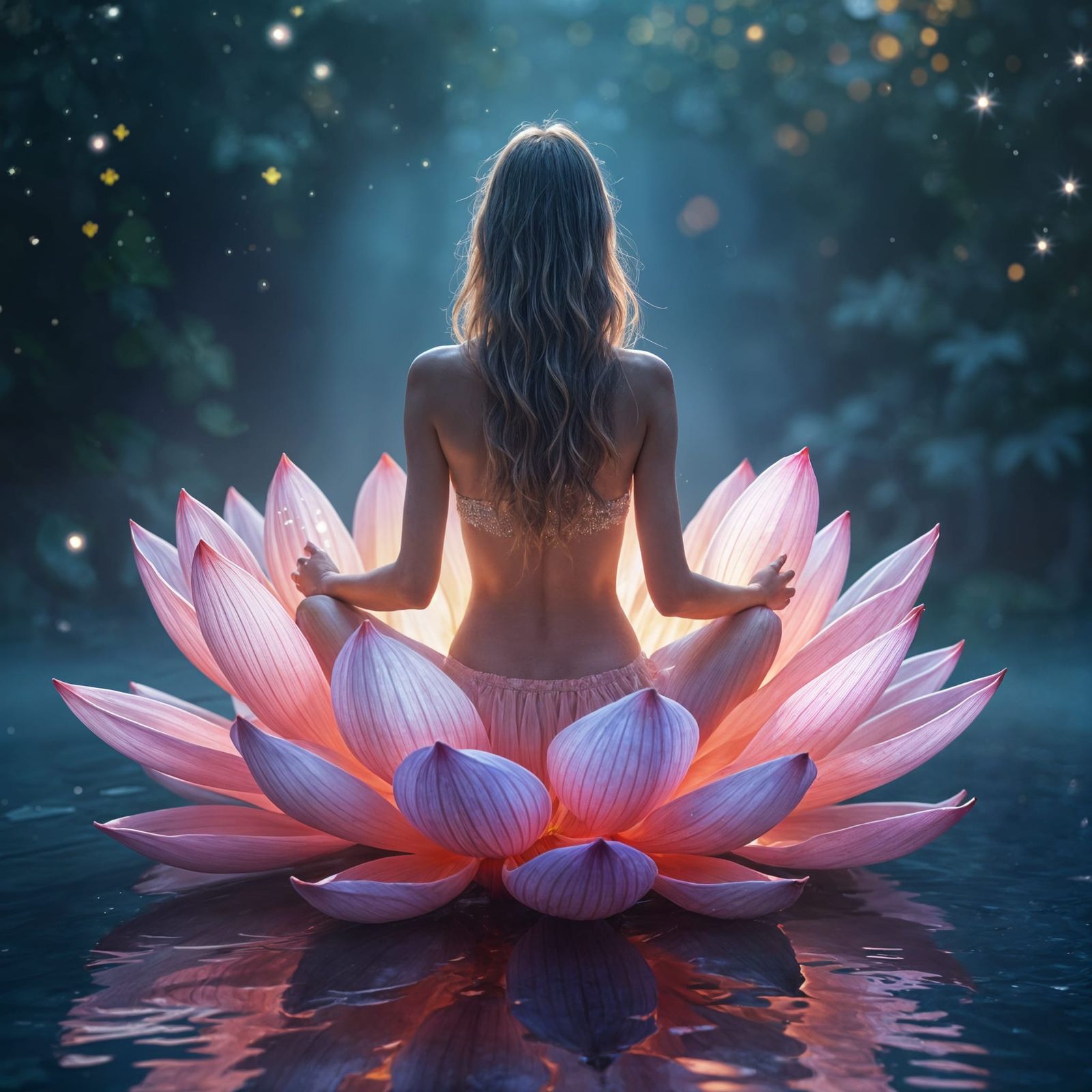 Serene Lotus Goddess in Ethereal Light