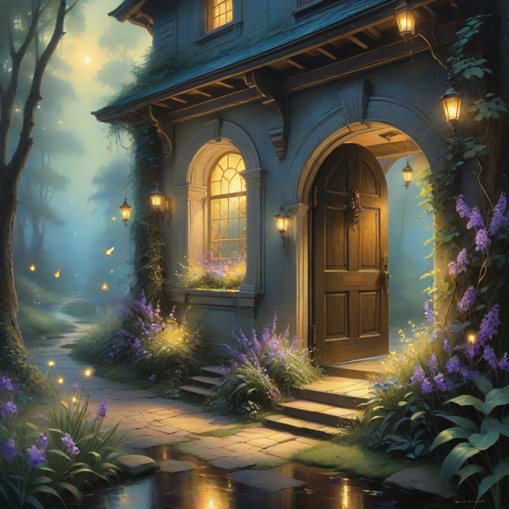 Vibrant Forest Scene: Whispers of Leaves and Twinkling Firef...