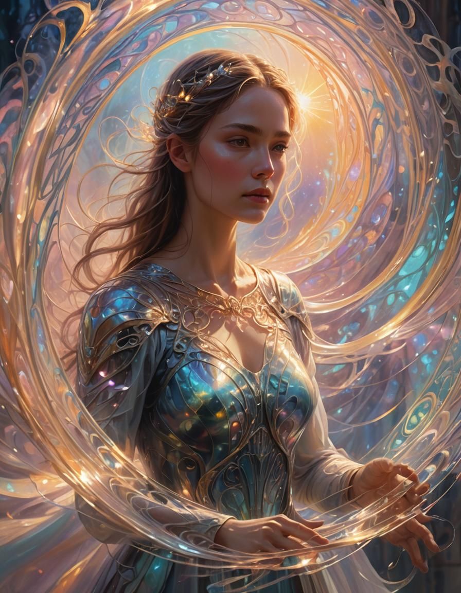 Ethereal Aura Shield: Fantasy Art Portrait