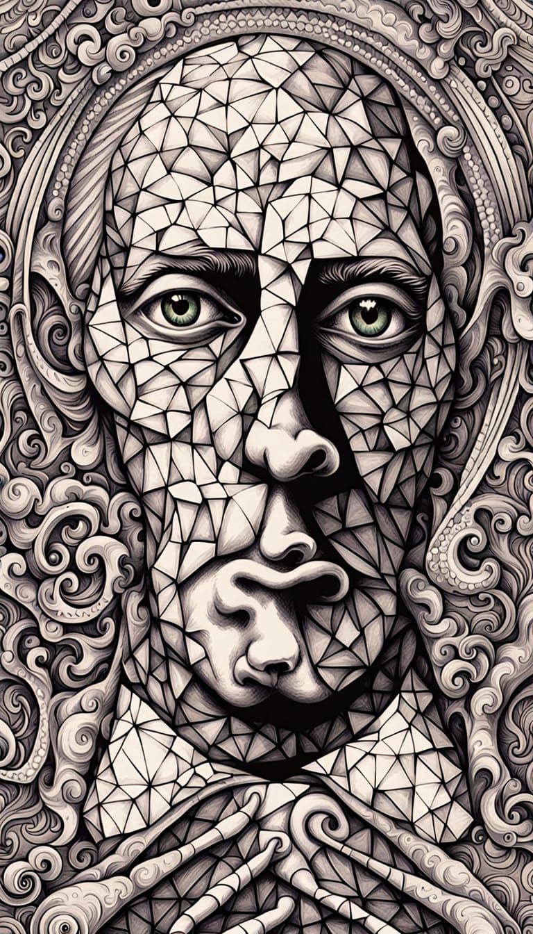 Optical Art Illustration Inspired by M.C. Escher