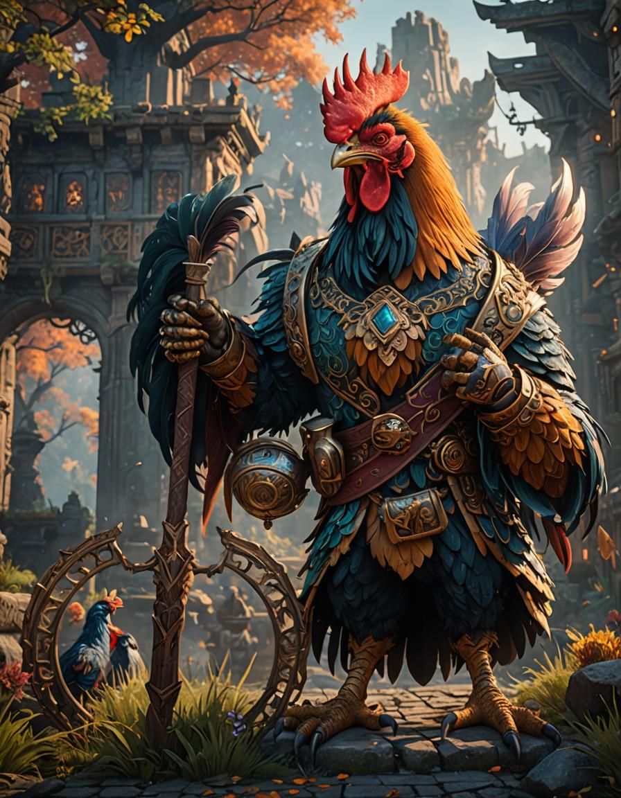 Fantastical Roosterfolk Concept Art in Detailed Painting