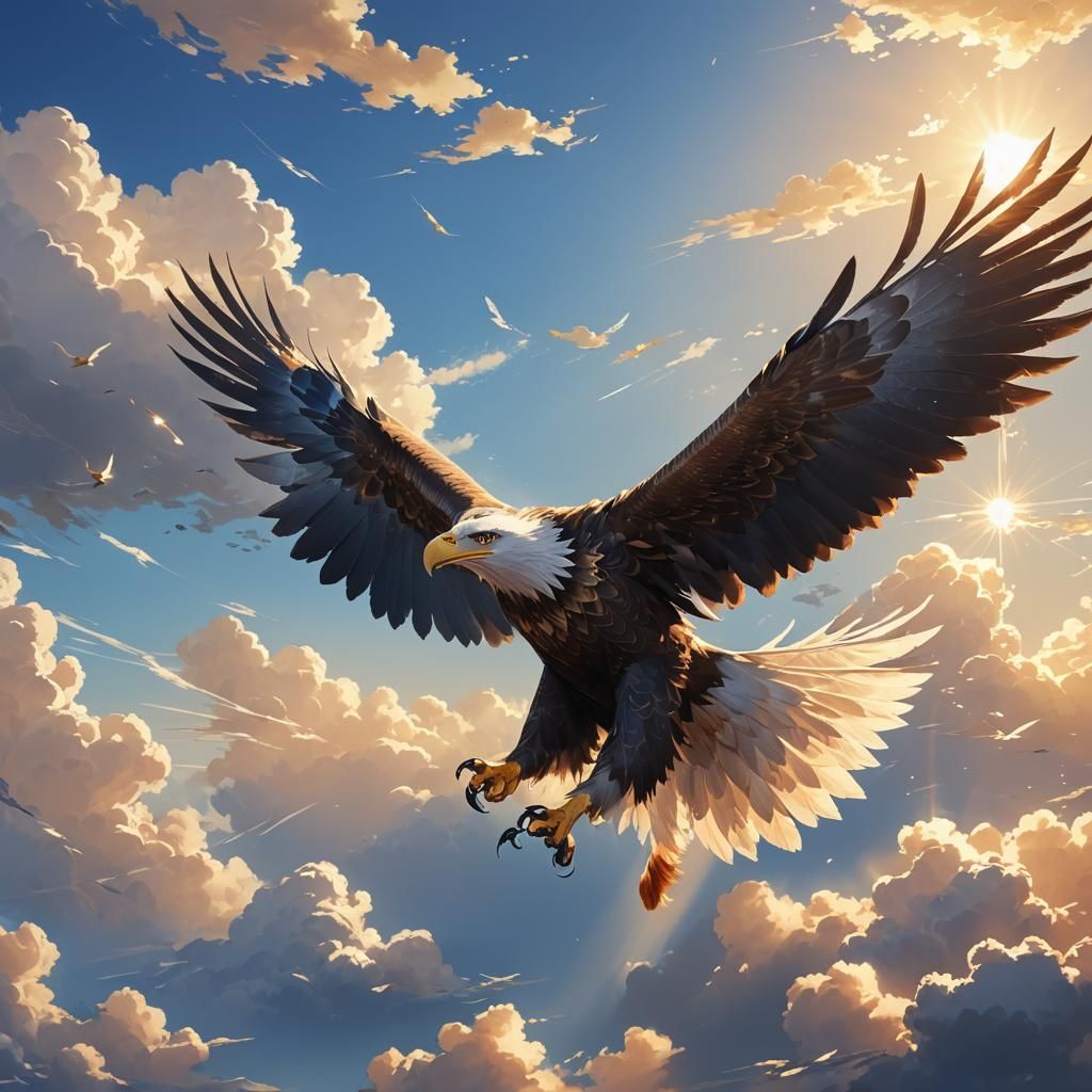 Majestic Eagle Soaring in Anime Style Digital Art