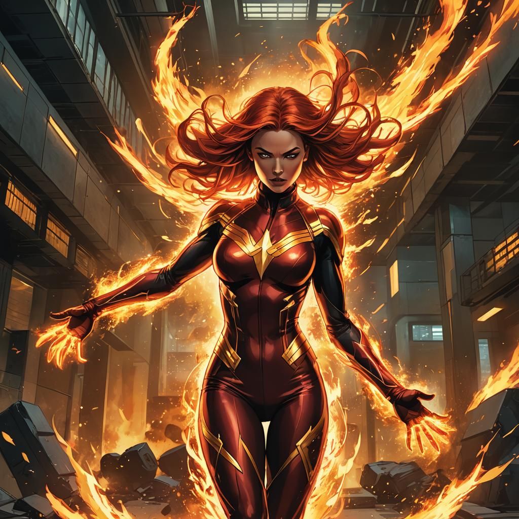 Phoenix Ablaze: Comic Book Superhero Illustration