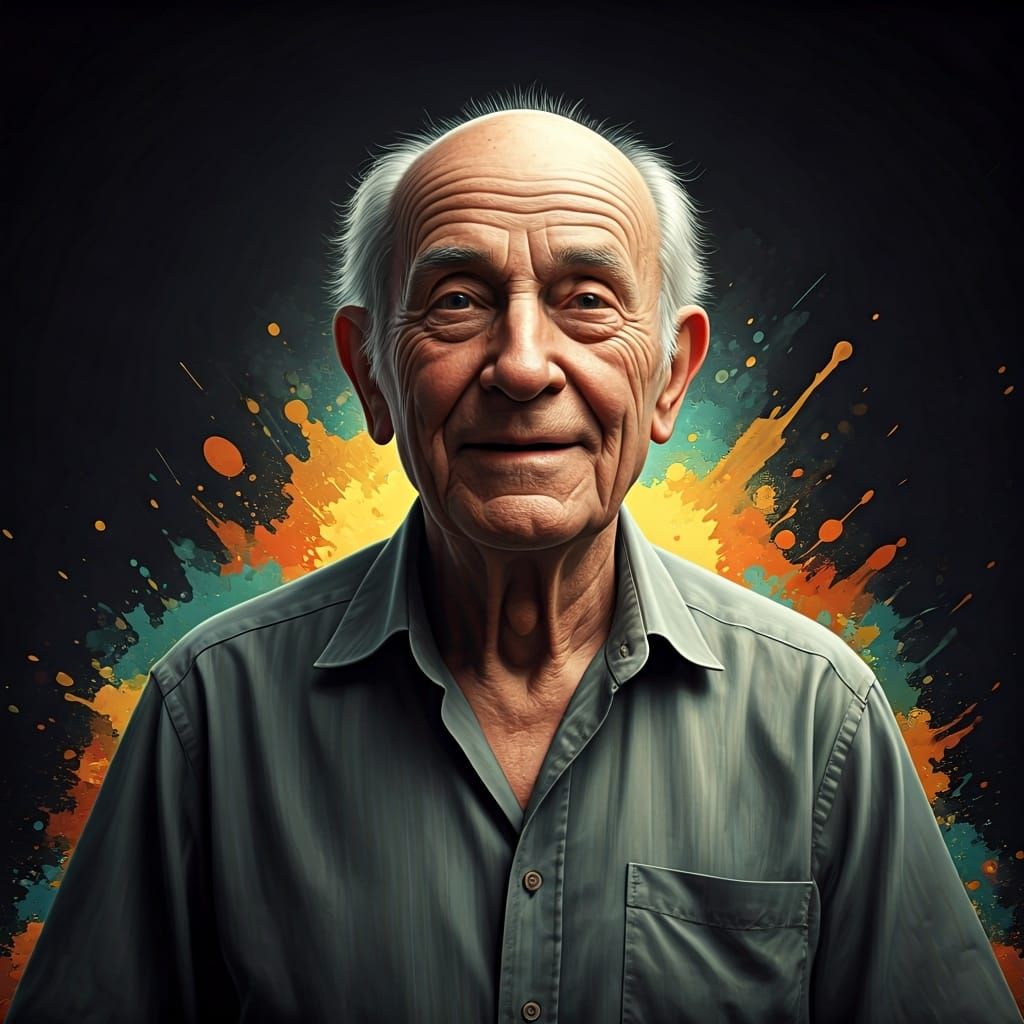 Hyperrealistic Portrait of a Smiling Elderly Man