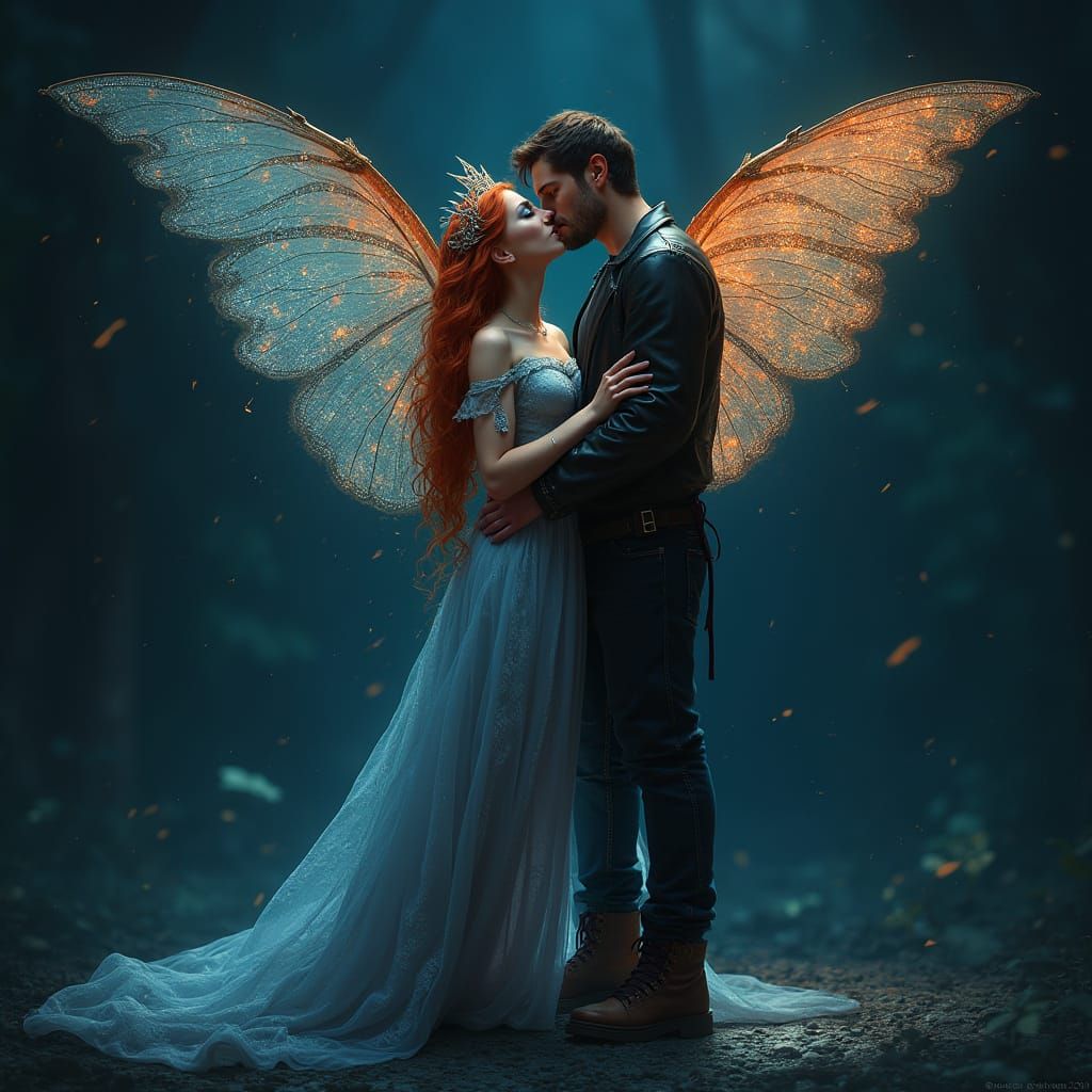 Mysterious Vampire and Fae Queen on Navy Blue Book Cover