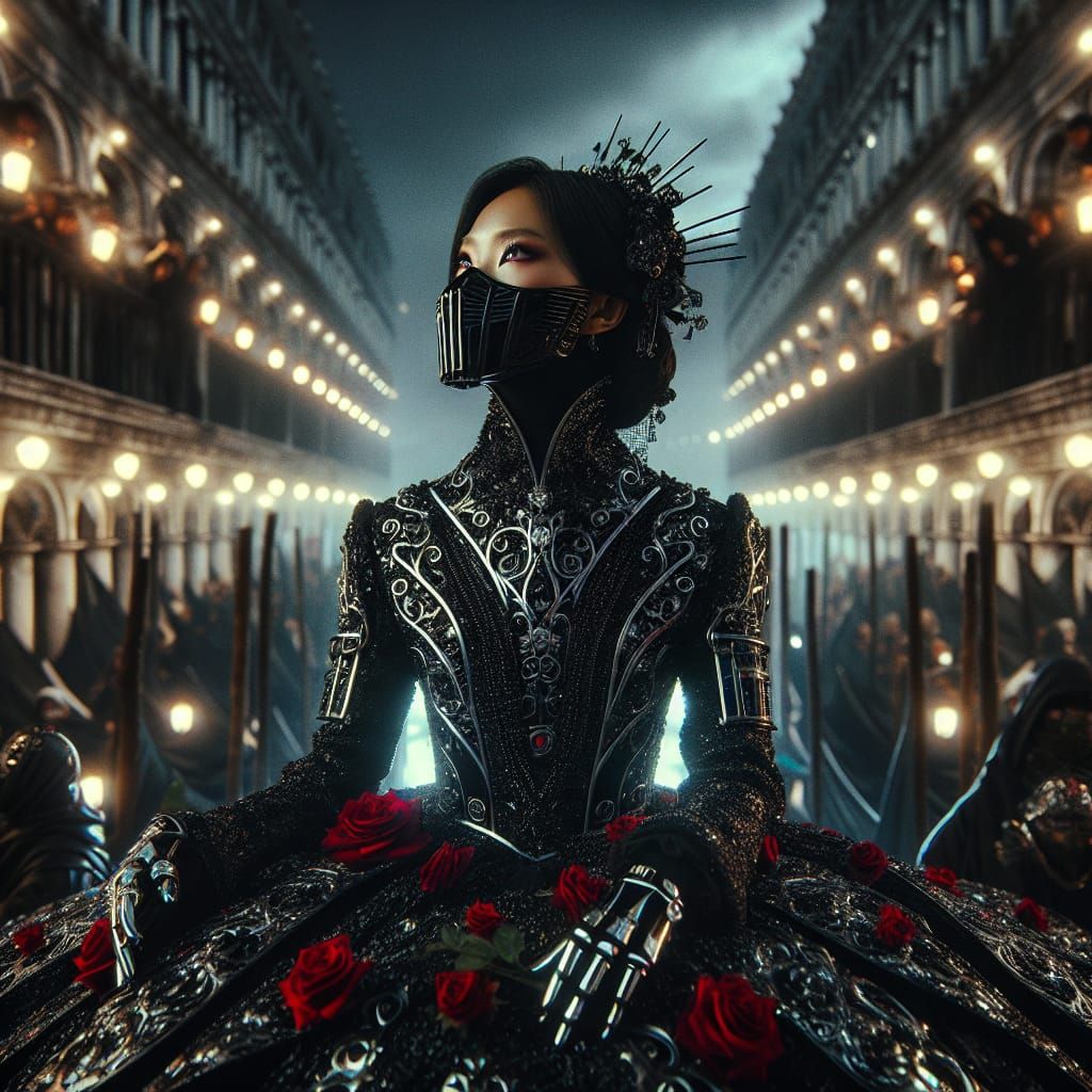 Cyberpunk Doctor at Venice Carneval in High Fashion Couture