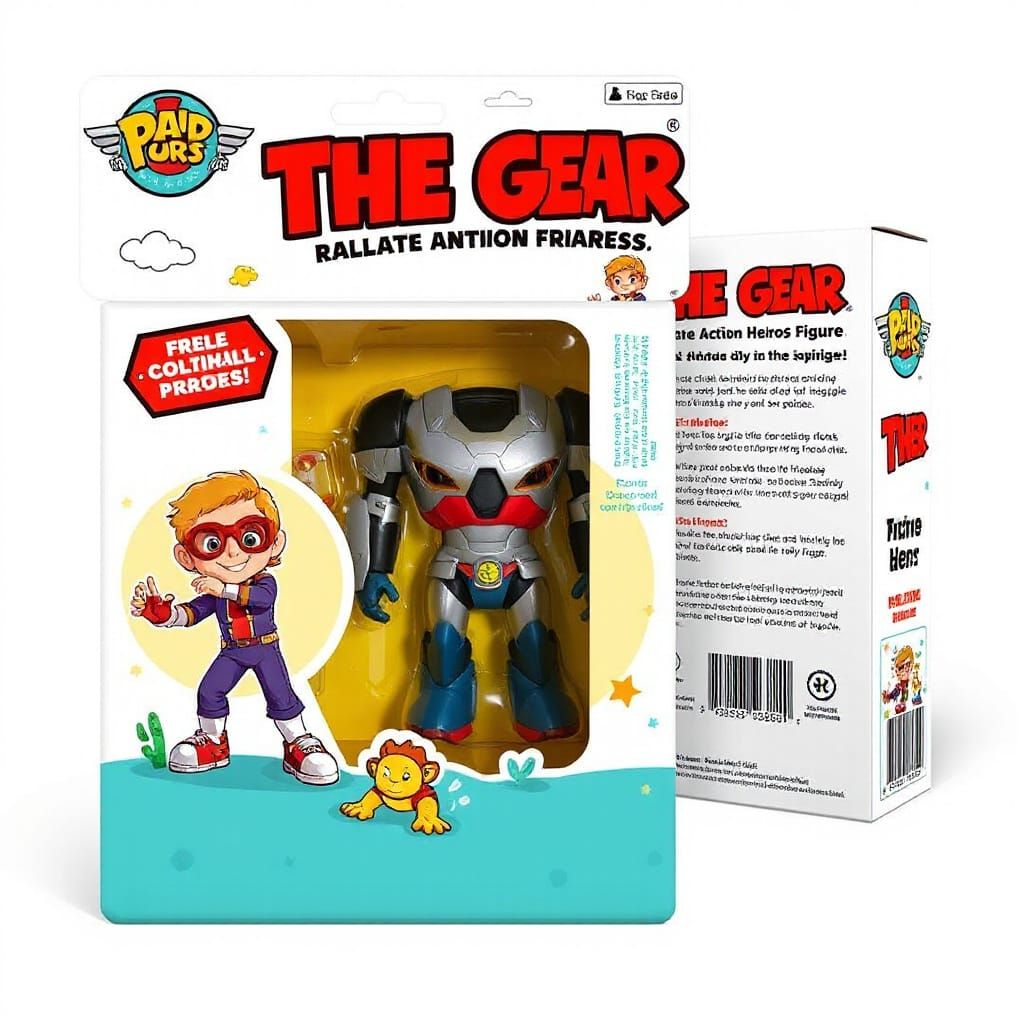 Whimsical Action Hero Toy Packaging