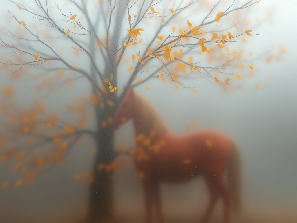 Impressionist Autumn Scene Behind Frosted Glass