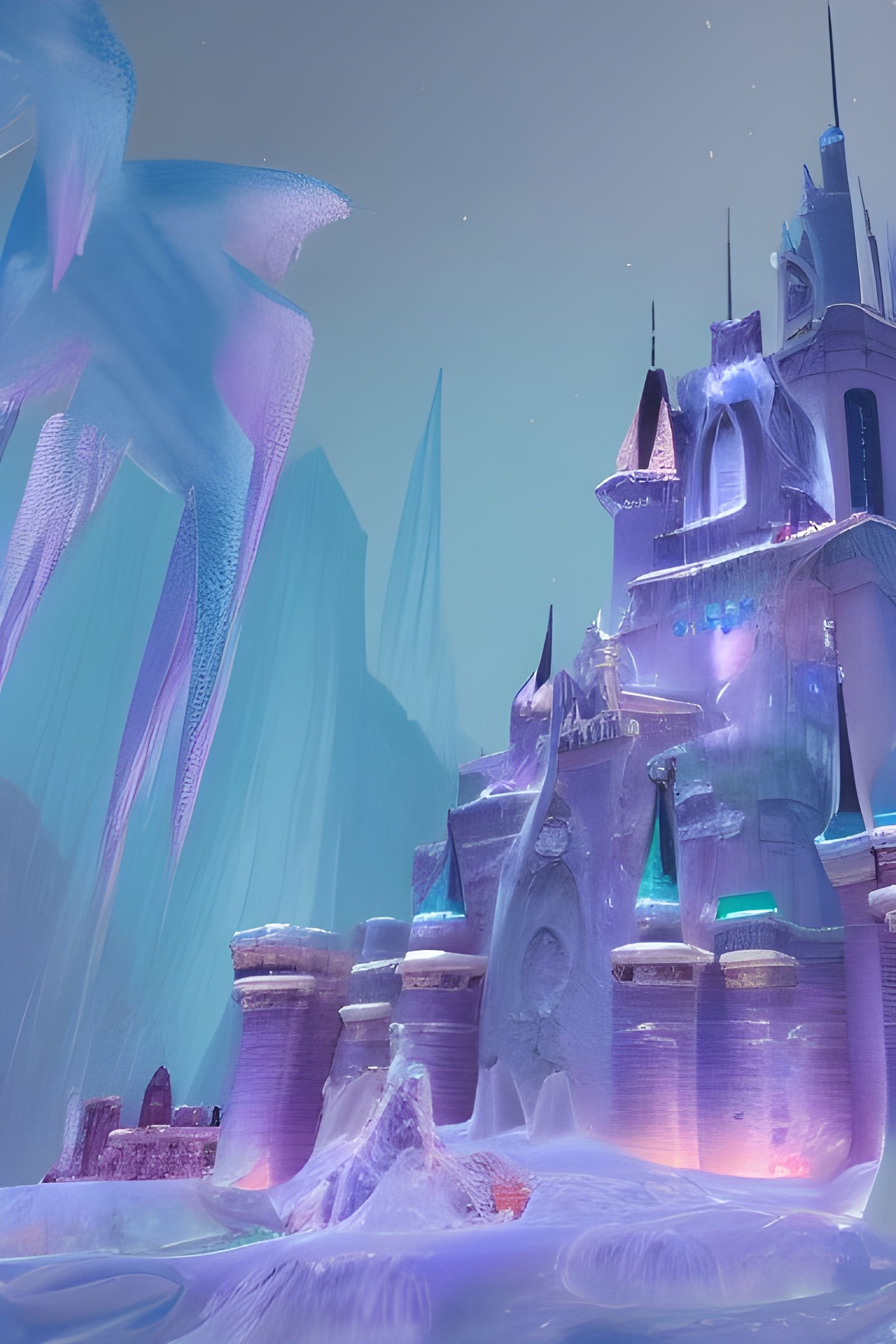 Incredible Fantasy Frozen Castle with Ray Tracing