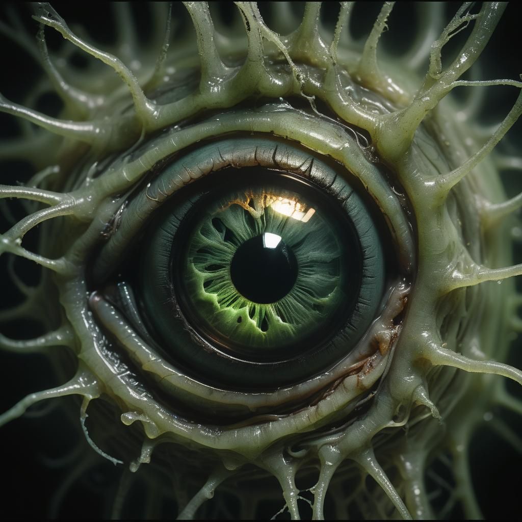 Glowing Green Eyeball Macro Photography