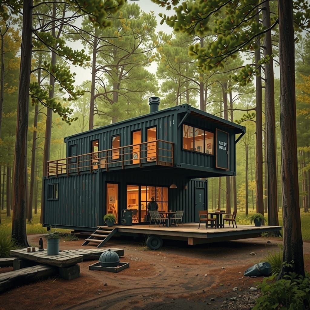 Rustic Futuristic Log Cabin Prepper Compound