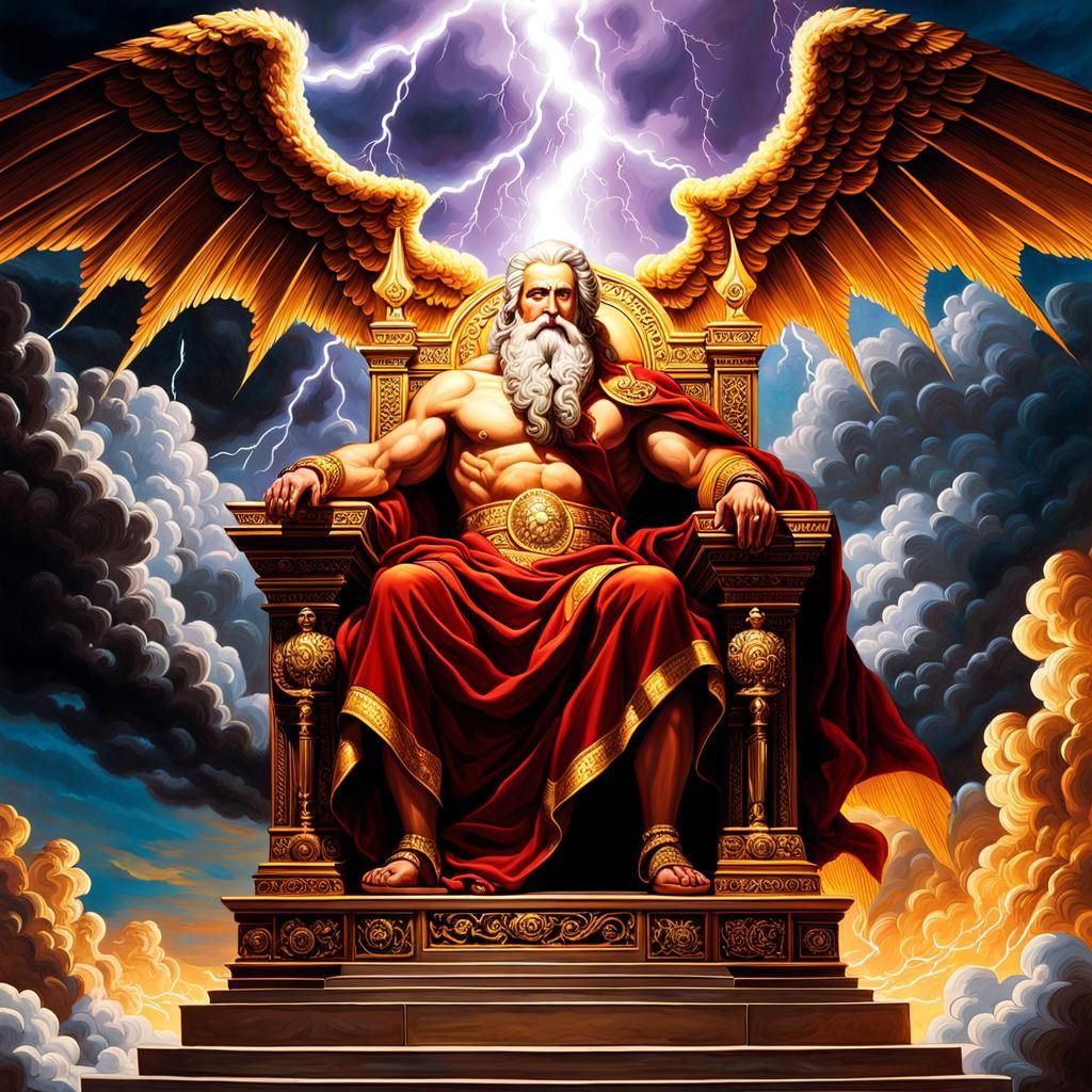 Zeus on Cloud Throne Oil Painting