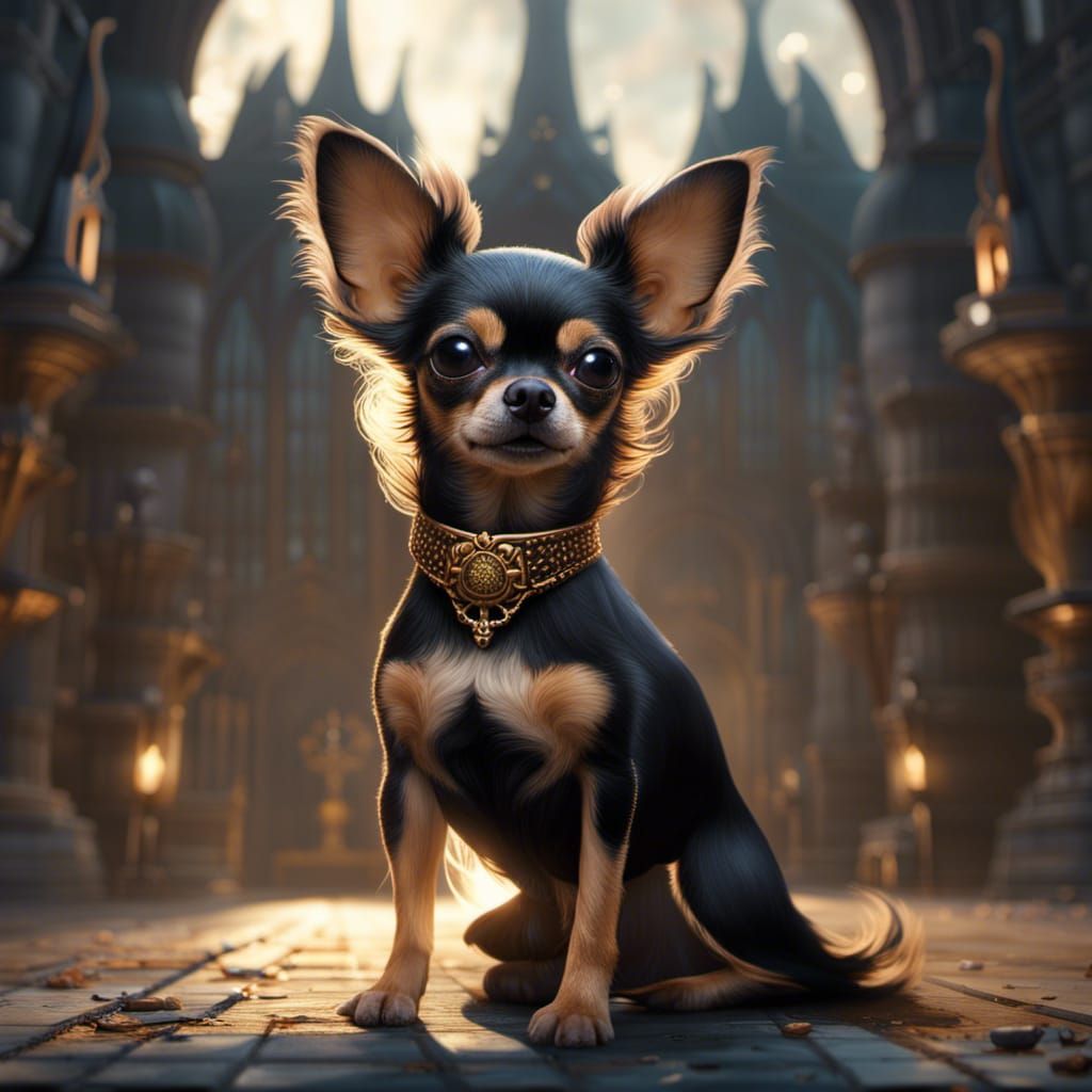Fantastical Chihuahua Princess in Detailed Matte Painting