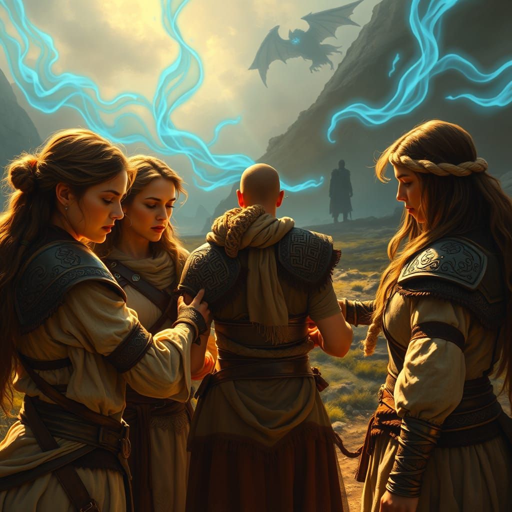 Three Warrior Women United in Battle Readiness