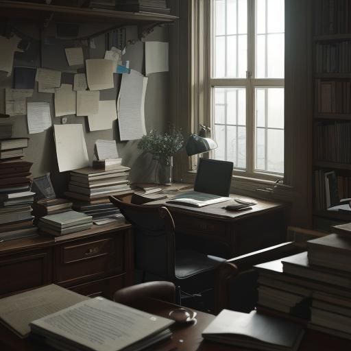 Frustrated Reader Portrait in Vintage Study