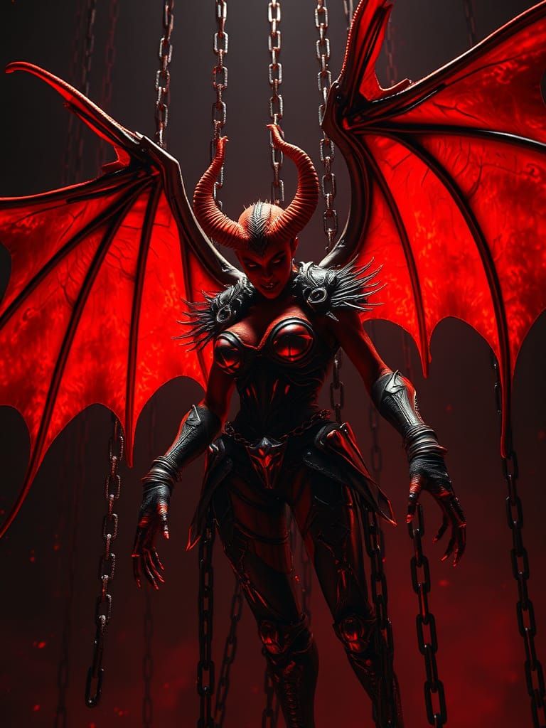 Demonic Figure in Chains as Digital Art