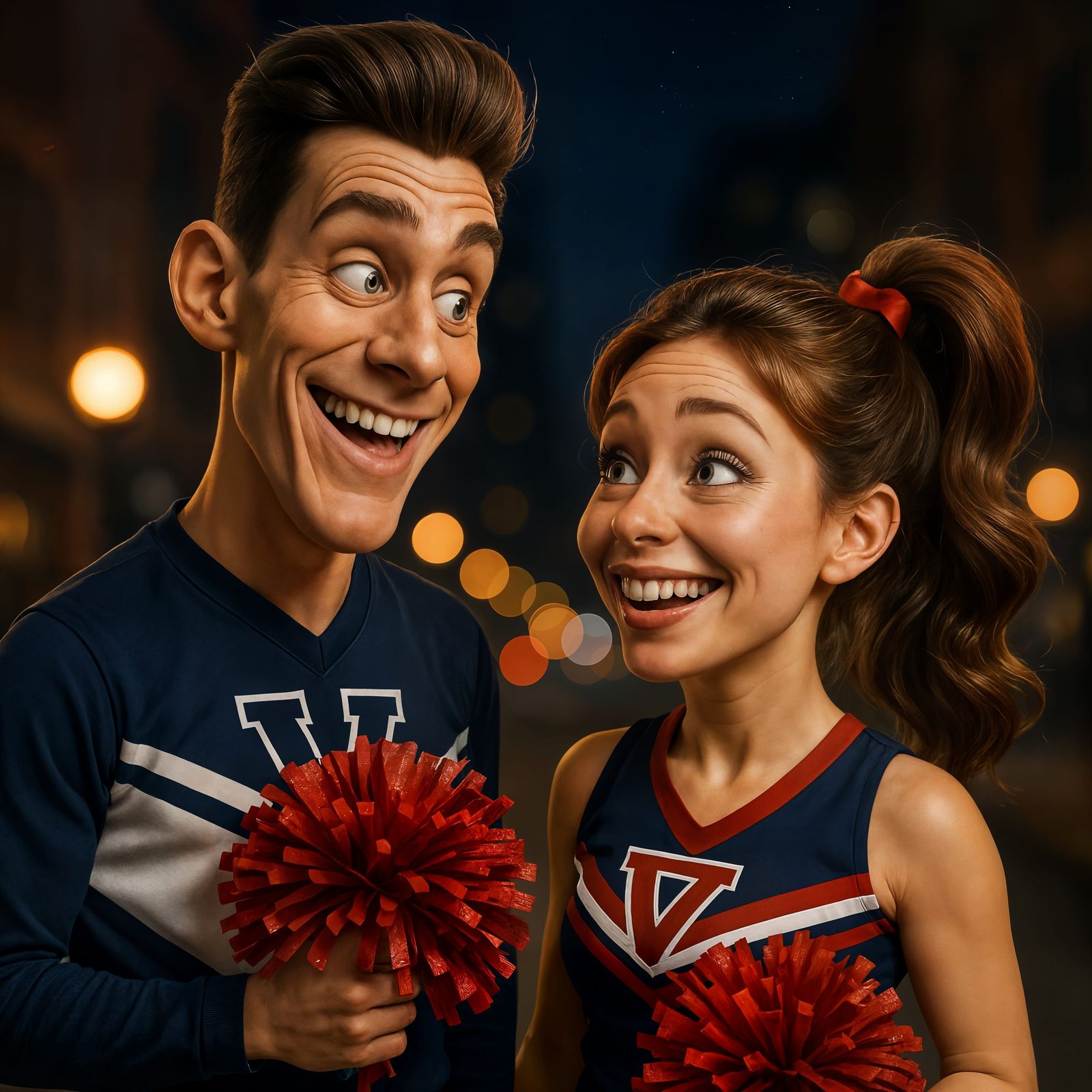 CGI Cheerleader Caricatures in Rom-Com Scene